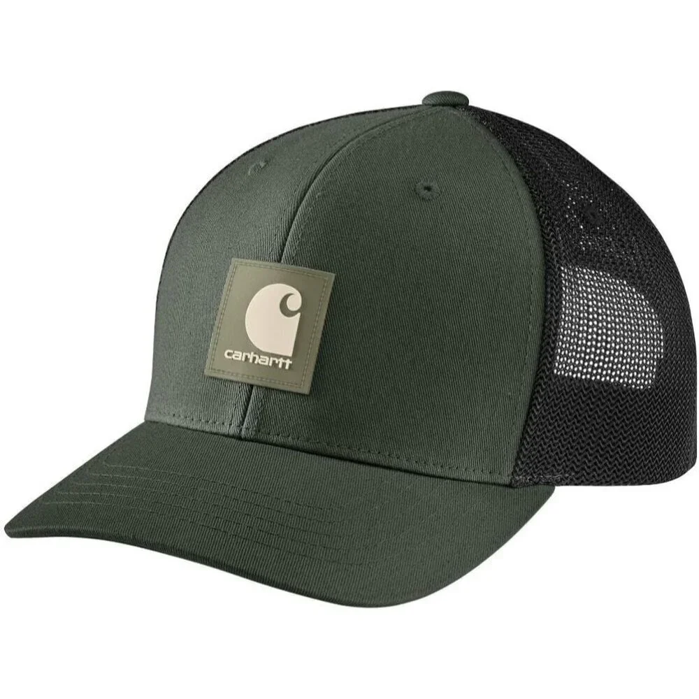 Men's Forestry Green 100% Cotton Rugged Flex Twill Mesh-Back Logo Patch Cap